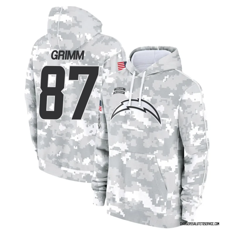 Youth Luke Grimm Los Angeles Chargers Camo Arctic 2024 Salute to Service Club Fleece Pullover Hoodie
