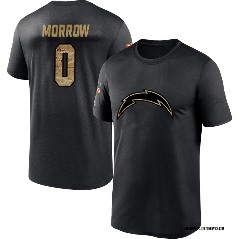 Youth Mante Morrow Los Angeles Chargers Black 2020 Salute To Service Performance T-Shirt