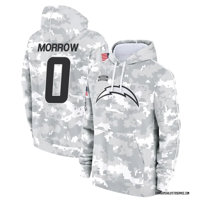 Youth Mante Morrow Los Angeles Chargers Camo Arctic 2024 Salute to Service Club Fleece Pullover Hoodie