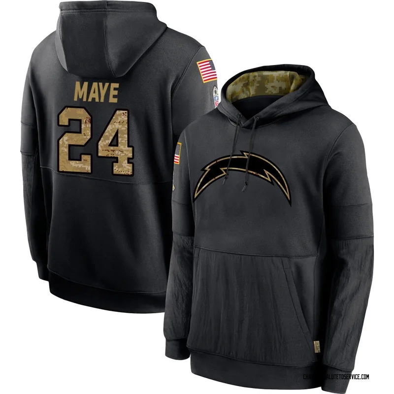 Youth Marcus Maye Los Angeles Chargers Black 2020 Salute to Service Sideline Performance Pullover Hoodie