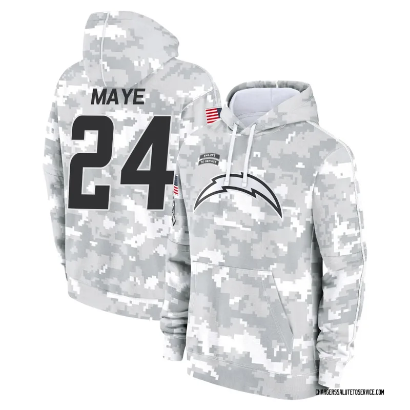 Youth Marcus Maye Los Angeles Chargers Camo Arctic 2024 Salute to Service Club Fleece Pullover Hoodie