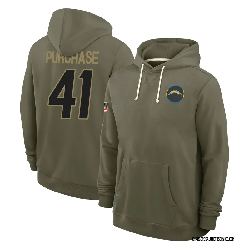 Youth Myles Purchase Los Angeles Chargers Olive 2025 Salute to Service Hoodie