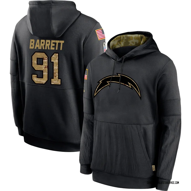 Youth Nick Barrett Los Angeles Chargers Black 2020 Salute to Service Sideline Performance Pullover Hoodie
