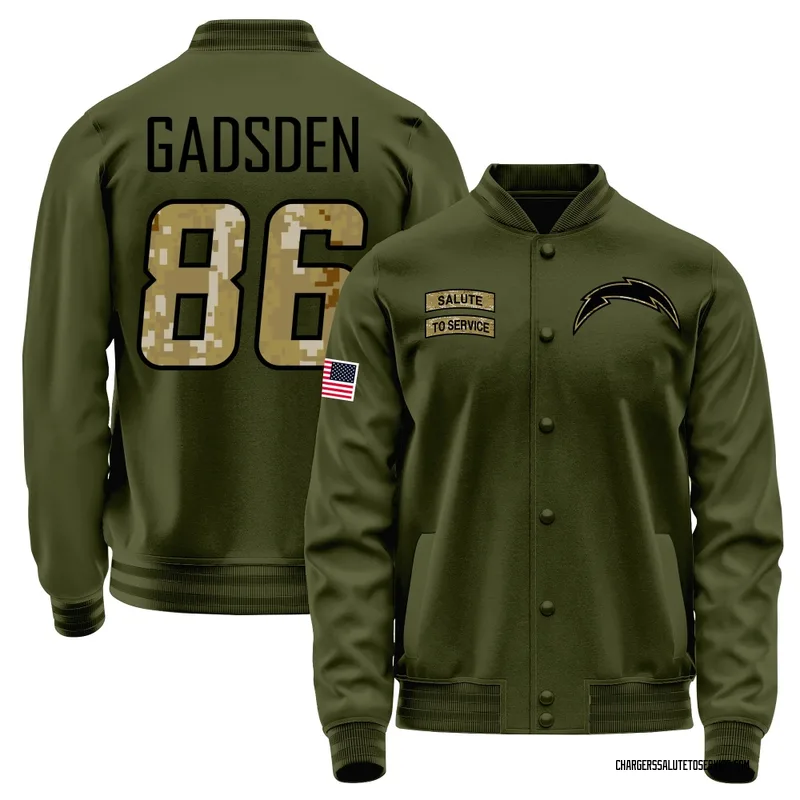 Youth Oronde Gadsden Los Angeles Chargers Olive Salute to Service Sideline Performance Jacket