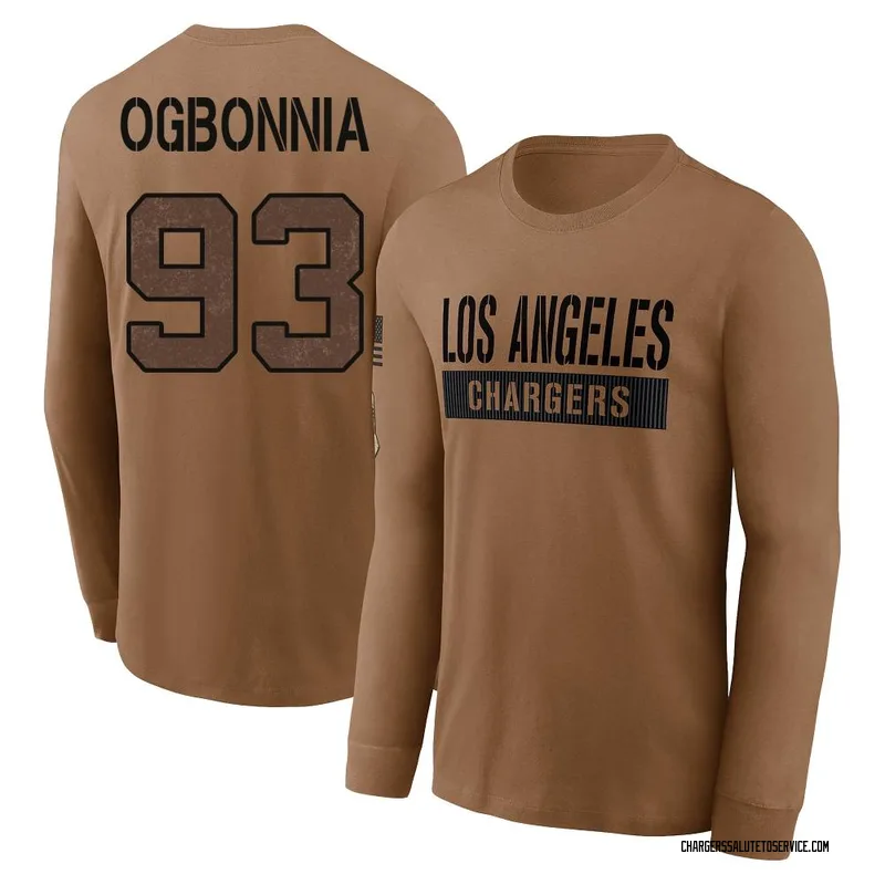 Youth Otito Ogbonnia Los Angeles Chargers Brown 2023 Salute To Service Long Sleeve T-Shirt