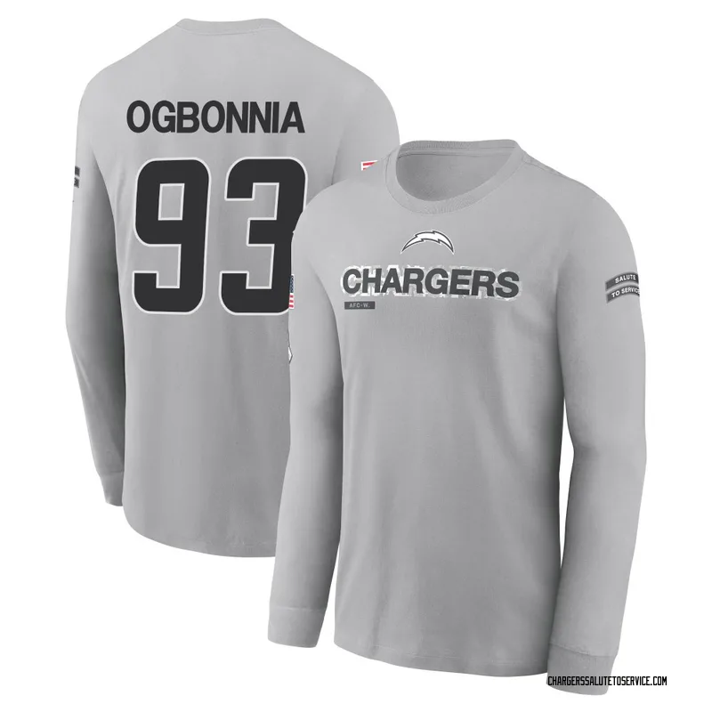 Youth Otito Ogbonnia Los Angeles Chargers Gray 2024 Salute to Service Long Sleeve T-Shirt
