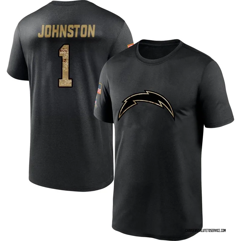 Youth Quentin Johnston Los Angeles Chargers Black 2020 Salute To Service Performance T-Shirt