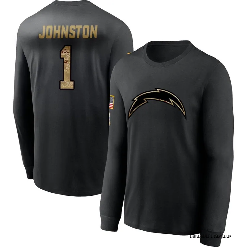 Youth Quentin Johnston Los Angeles Chargers Black 2020 Salute To Service Sideline Performance Long Sleeve T-Shirt