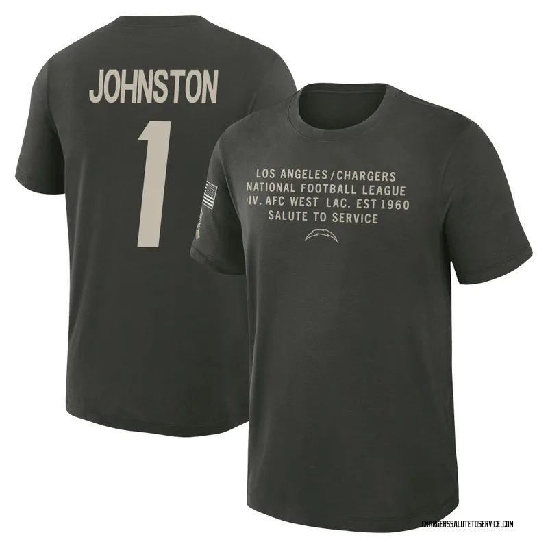Youth Quentin Johnston Los Angeles Chargers Green Dark/ 2025 Salute to Service Sideline Slub T-Shirt