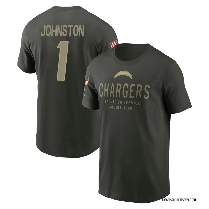 Youth Quentin Johnston Los Angeles Chargers Green Forest/ 2025 Salute to Service Sideline Primary Edge T-Shirt