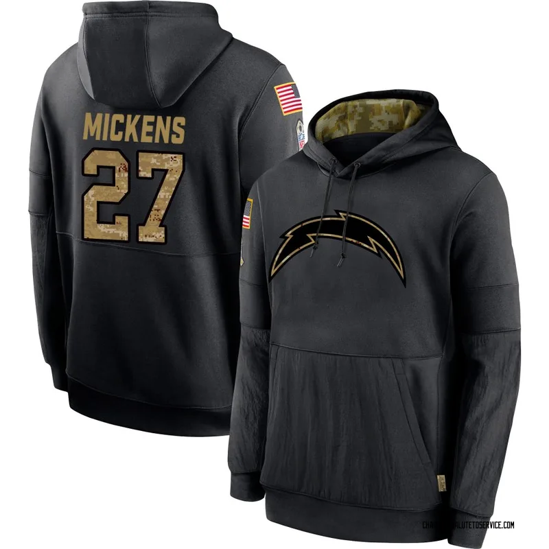 Youth RJ Mickens Los Angeles Chargers Black 2020 Salute to Service Sideline Performance Pullover Hoodie
