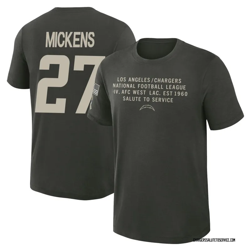 Youth RJ Mickens Los Angeles Chargers Green Dark/ 2025 Salute to Service Sideline Slub T-Shirt