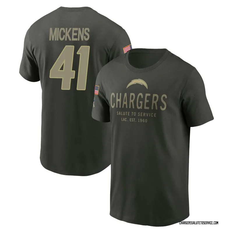 Youth R.J. Mickens Los Angeles Chargers Green Forest/ 2025 Salute to Service Sideline Primary Edge T-Shirt