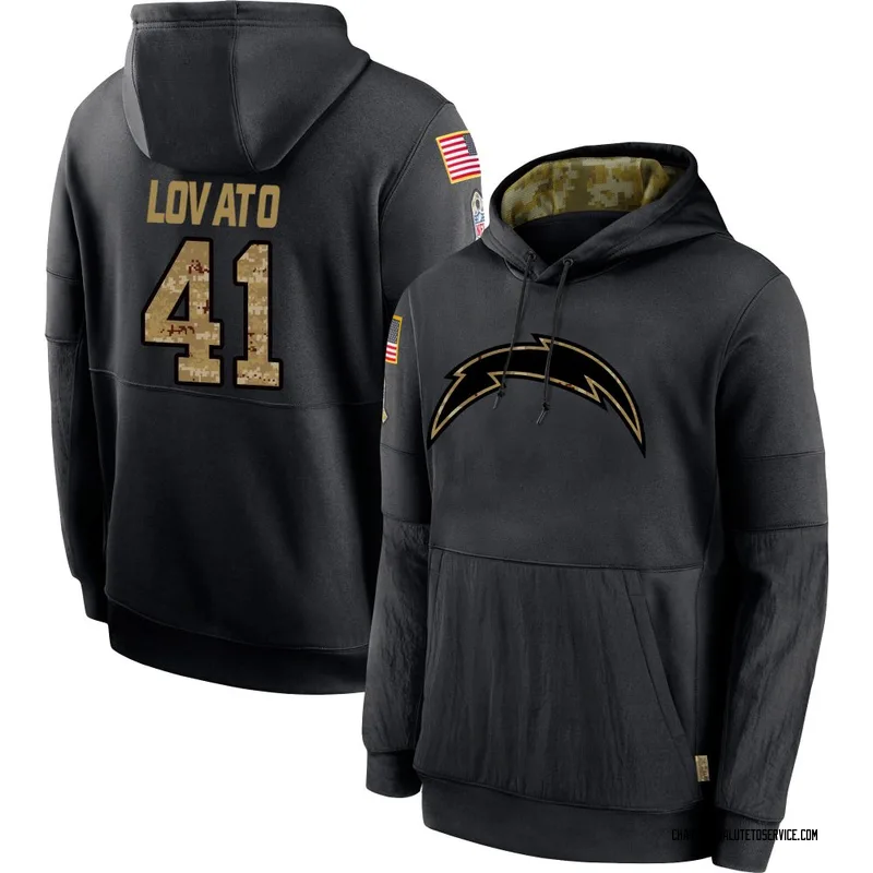 Youth Rick Lovato Los Angeles Chargers Black 2020 Salute to Service Sideline Performance Pullover Hoodie