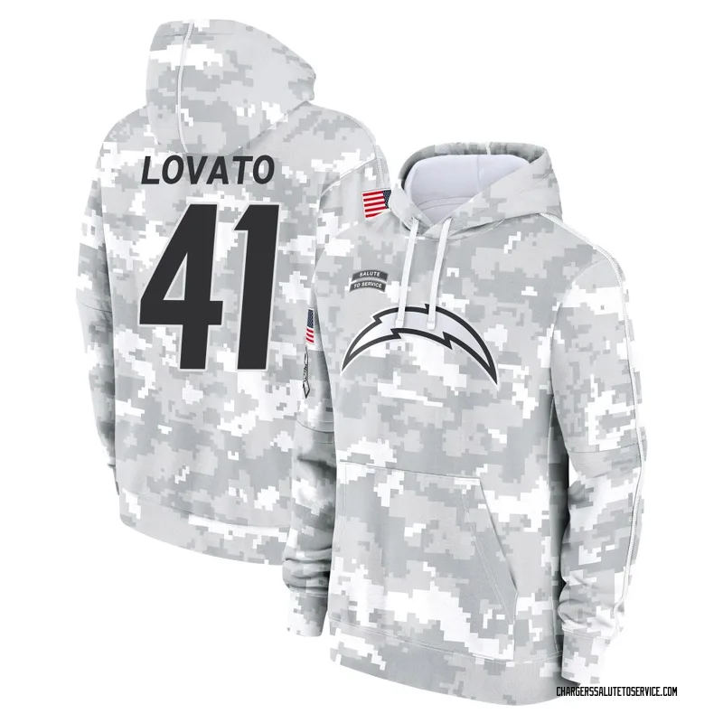 Youth Rick Lovato Los Angeles Chargers Camo Arctic 2024 Salute to Service Club Fleece Pullover Hoodie