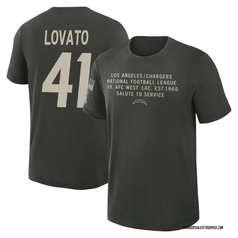 Youth Rick Lovato Los Angeles Chargers Green Dark/ 2025 Salute to Service Sideline Slub T-Shirt