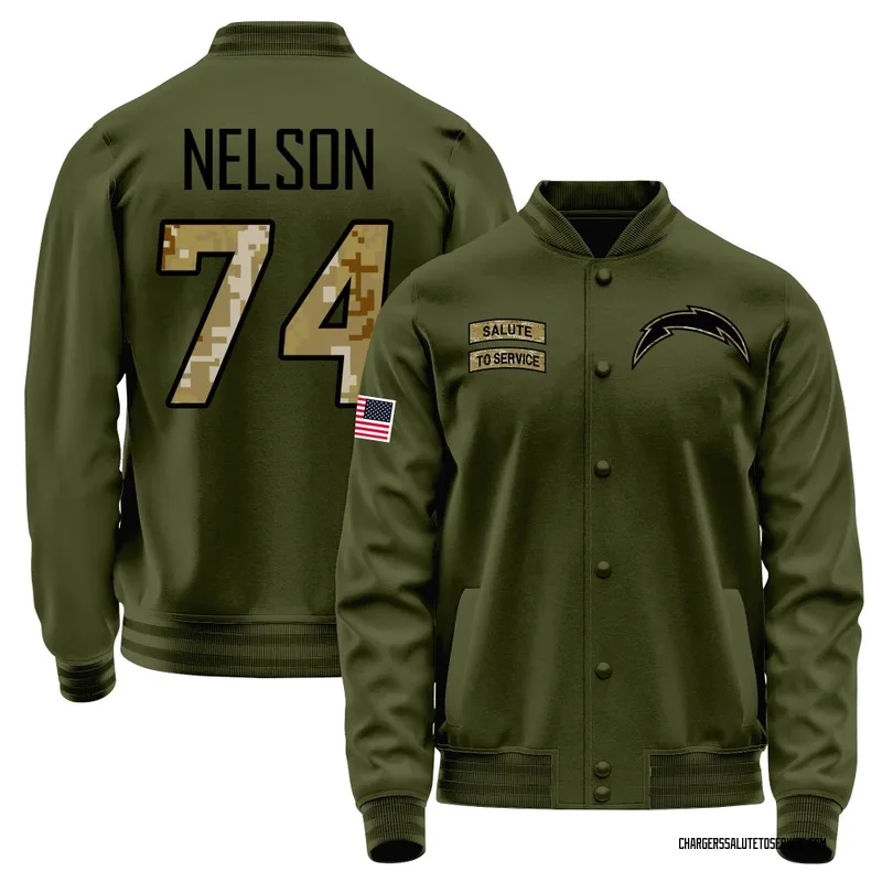 Youth Ryan Nelson Los Angeles Chargers Olive Salute to Service Sideline Performance Jacket