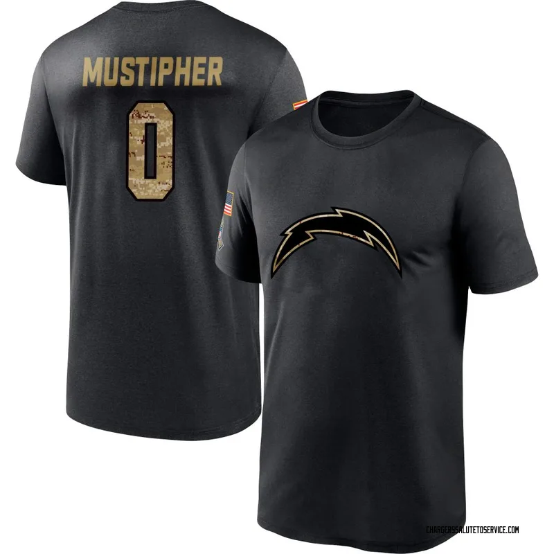 Youth Sam Mustipher Los Angeles Chargers Black 2020 Salute To Service Performance T-Shirt