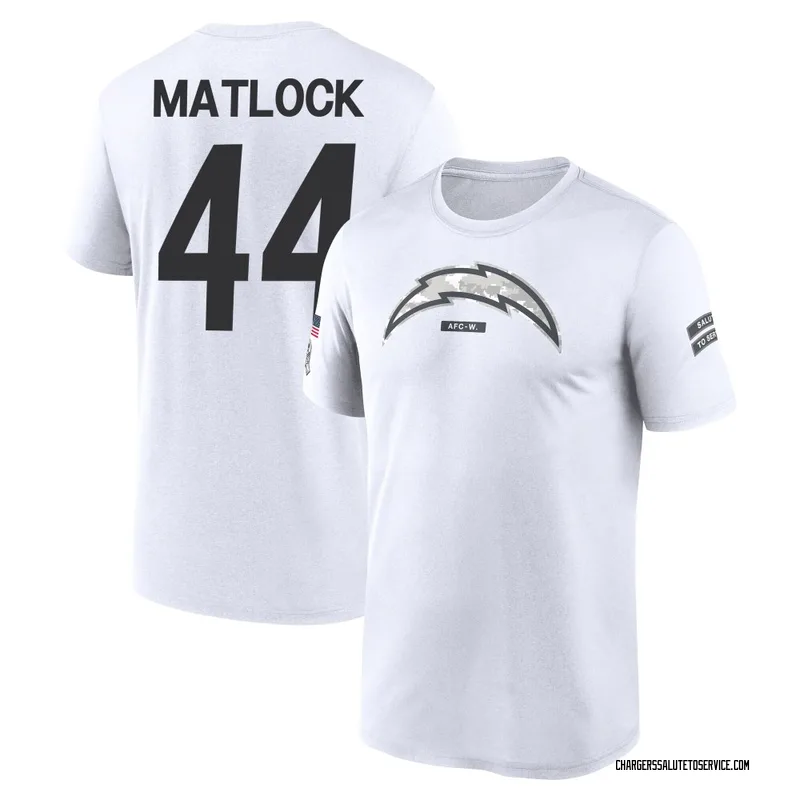 Youth Scott Matlock Los Angeles Chargers Legend White 2024 Salute to Service Performance T-Shirt