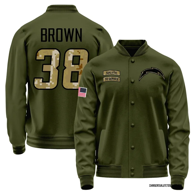 Youth Sincere Brown Los Angeles Chargers Olive Salute to Service Sideline Performance Jacket