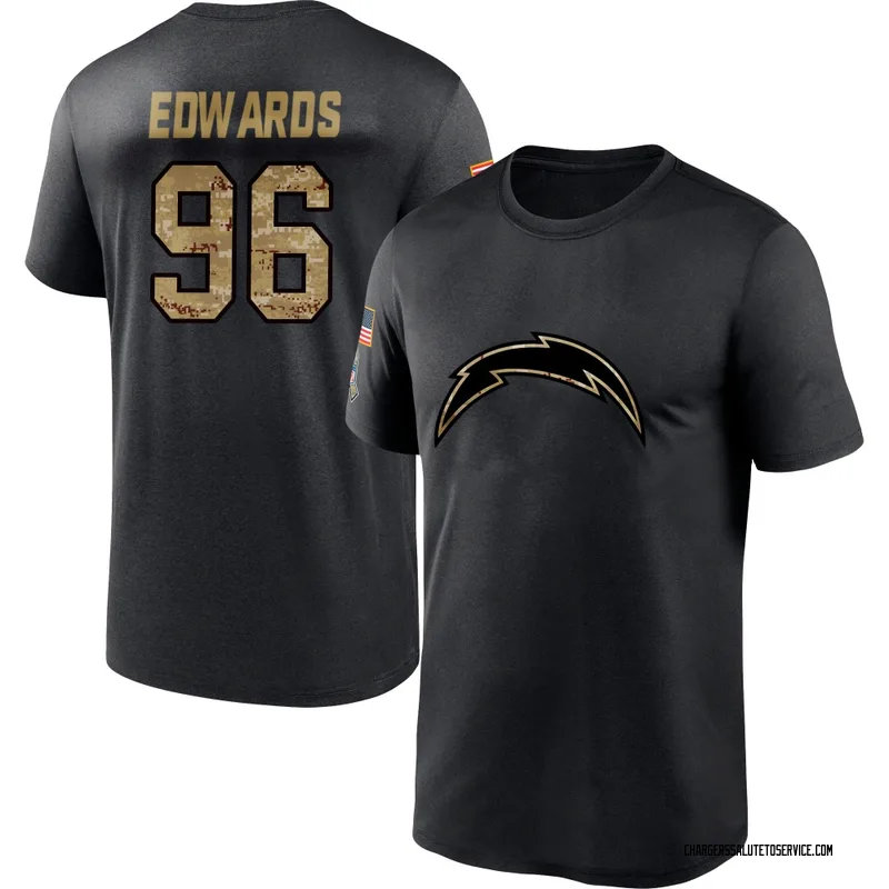 Youth TeRah Edwards Los Angeles Chargers Black 2020 Salute To Service Performance T-Shirt