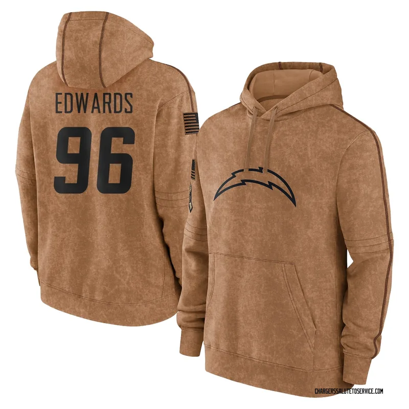 Youth TeRah Edwards Los Angeles Chargers Brown 2023 Salute To Service Club Pullover Hoodie