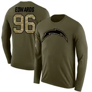 Youth TeRah Edwards Los Angeles Chargers Legend Olive Salute to Service Sideline Long Sleeve T-Shirt