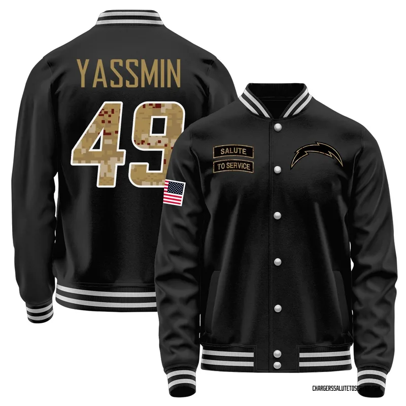 Youth Thomas Yassmin Los Angeles Chargers Black Salute to Service Sideline Performance Jacket