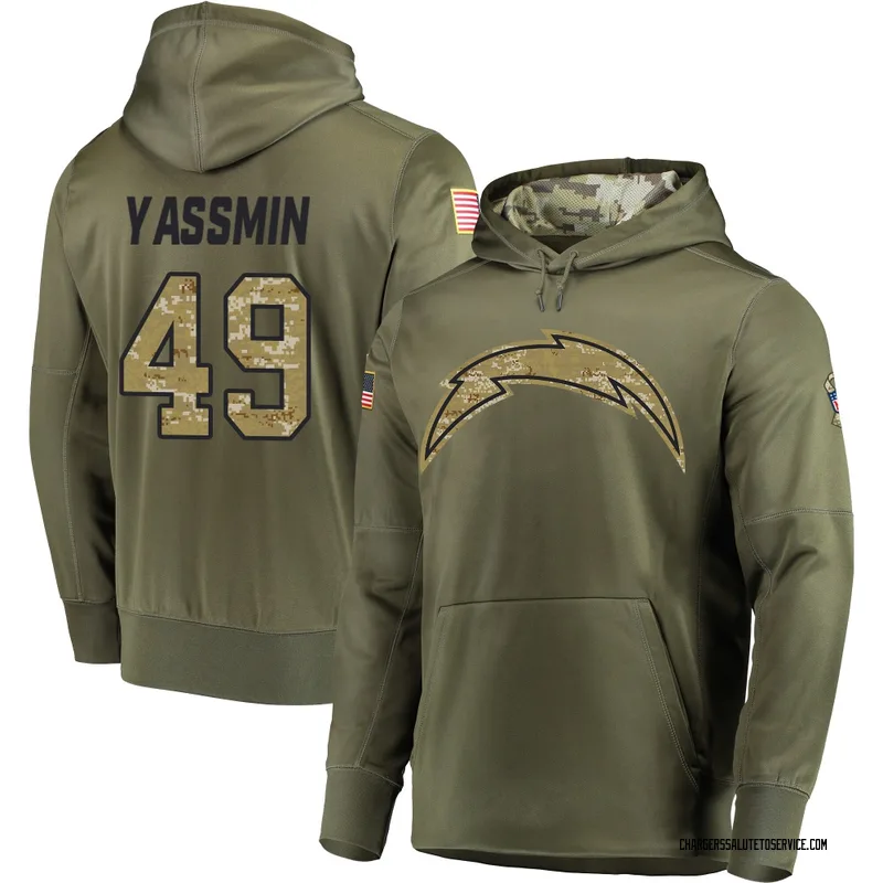 Youth Thomas Yassmin Los Angeles Chargers Olive Salute to Service Pullover Hoodie