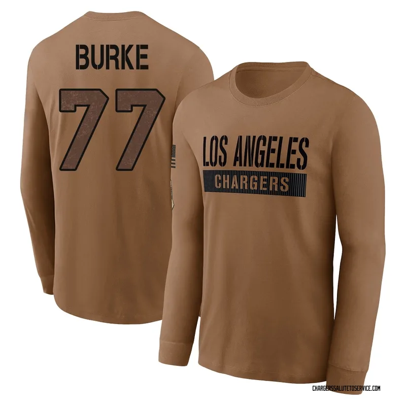 Youth Travis Burke Los Angeles Chargers Brown 2023 Salute To Service Long Sleeve T-Shirt