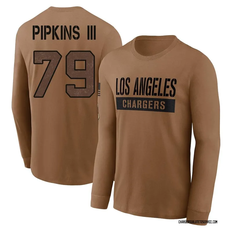 Youth Trey Pipkins III Los Angeles Chargers Brown 2023 Salute To Service Long Sleeve T-Shirt
