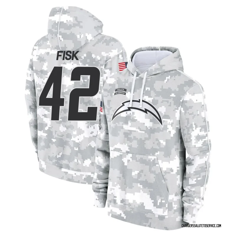 Youth Tucker Fisk Los Angeles Chargers Camo Arctic 2024 Salute to Service Club Fleece Pullover Hoodie