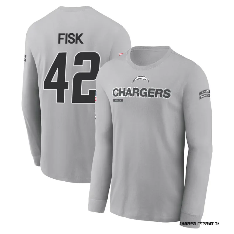Youth Tucker Fisk Los Angeles Chargers Gray 2024 Salute to Service Long Sleeve T-Shirt