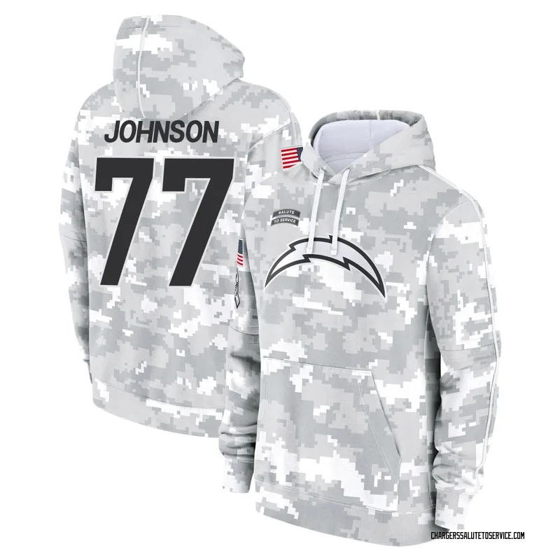 Youth Zion Johnson Los Angeles Chargers Camo Arctic 2024 Salute to Service Club Fleece Pullover Hoodie