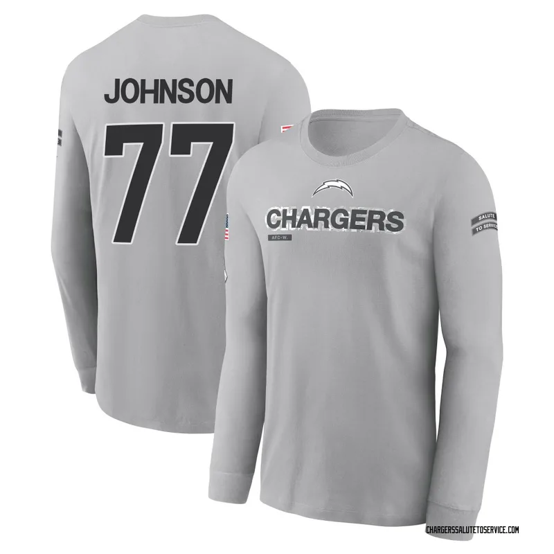 Youth Zion Johnson Los Angeles Chargers Gray 2024 Salute to Service Long Sleeve T-Shirt