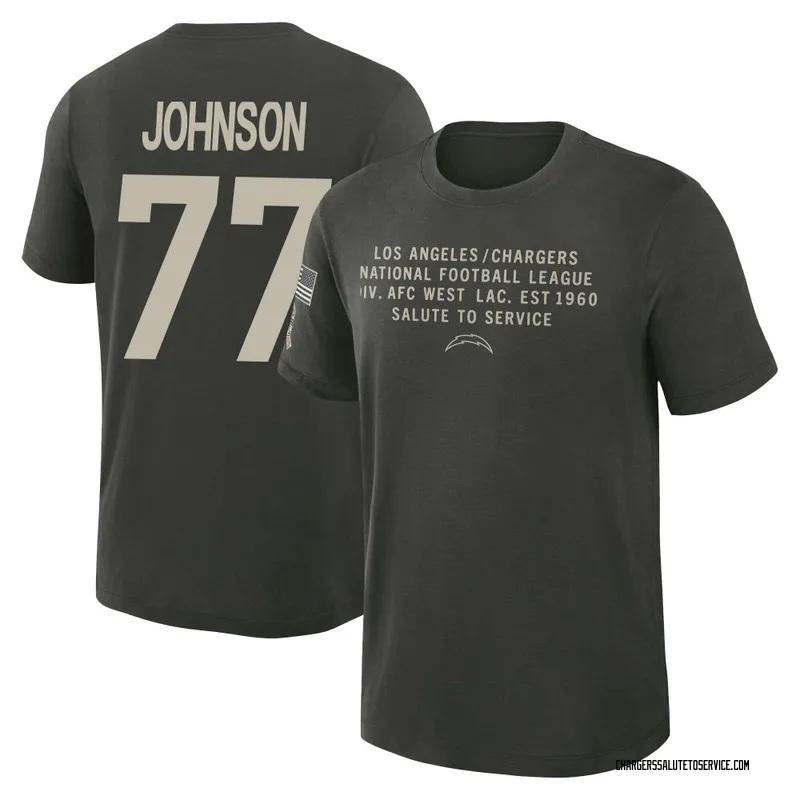 Youth Zion Johnson Los Angeles Chargers Green Dark/ 2025 Salute to Service Sideline Slub T-Shirt