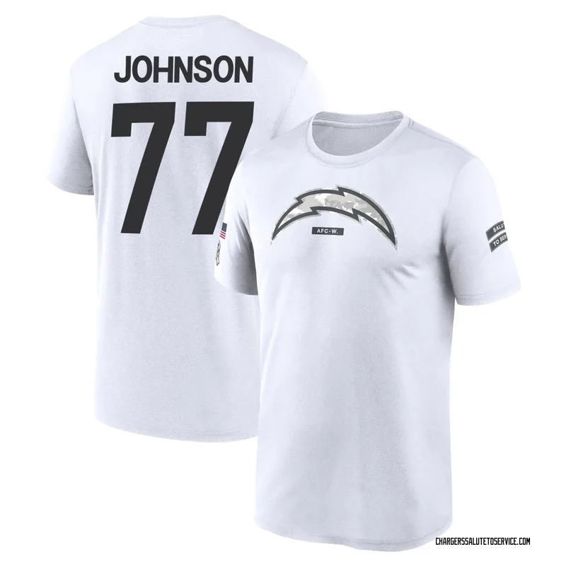 Youth Zion Johnson Los Angeles Chargers Legend White 2024 Salute to Service Performance T-Shirt